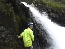 Nick stops partway down to get up close and personal with this huge waterfall